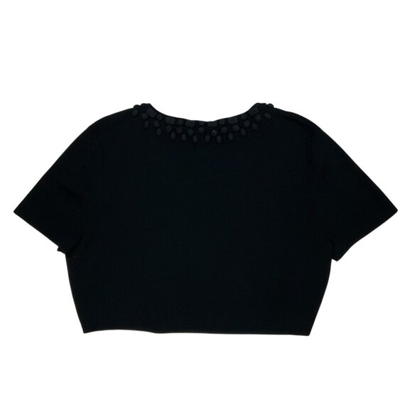 Lafayette 148 New York Bolero Cardigan Sweater XL Black Short Sleeve Crop Beaded - Picture 14 of 15
